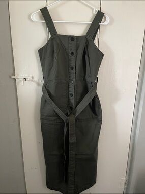Universal Thread Olive Button-Front Midi Dress with Waist Tie